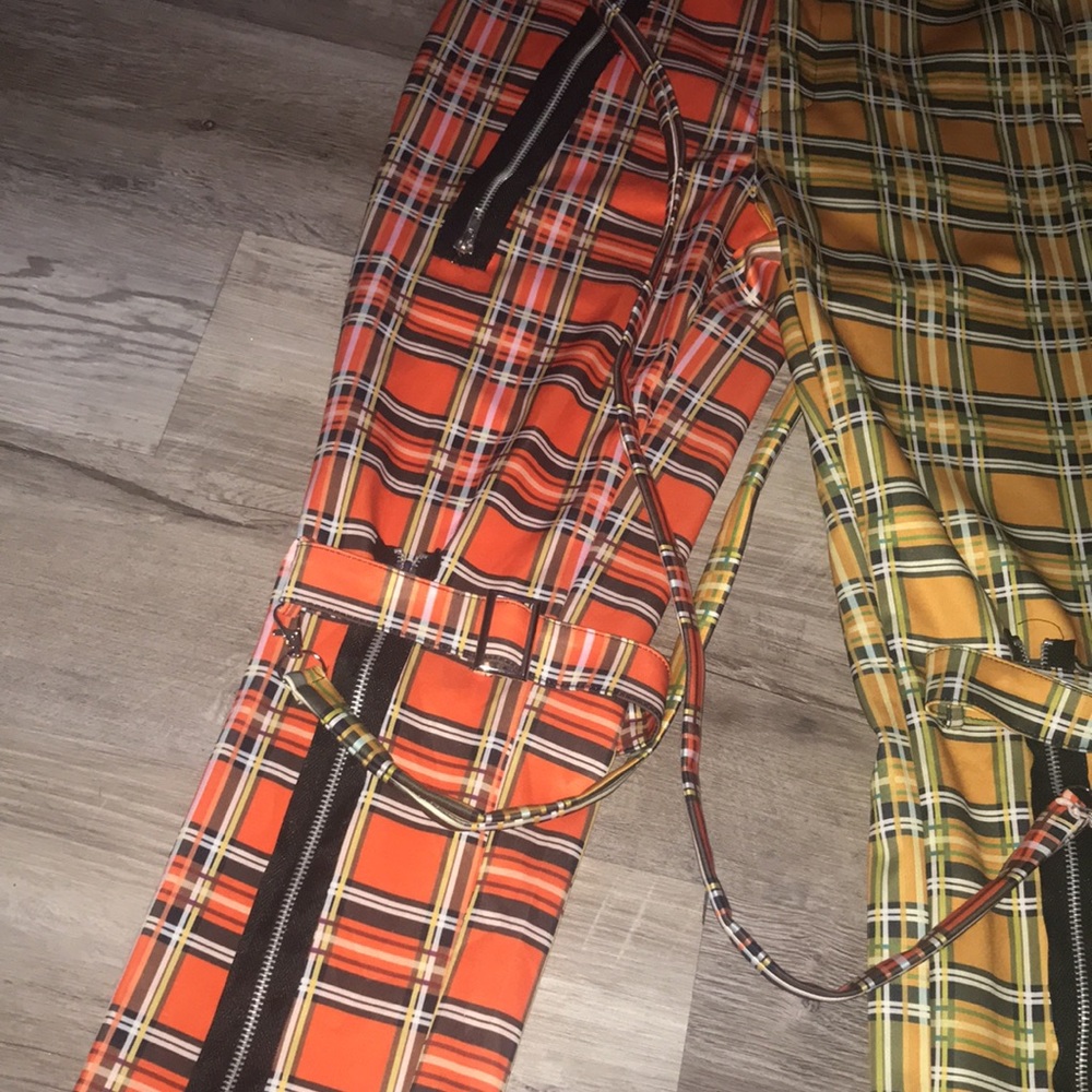 Blush Mark bicolor yellow and orange plaid straps pants size medium - Picture 5 of 13